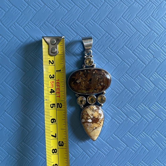 925 Sterling Silver And Jasper Pendant. Stamped. - Picture 5 of 7